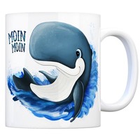 Kaffeebecher Mit Wal Motiv Und Spruch: Moin Moin Kaffeetasse Tasse