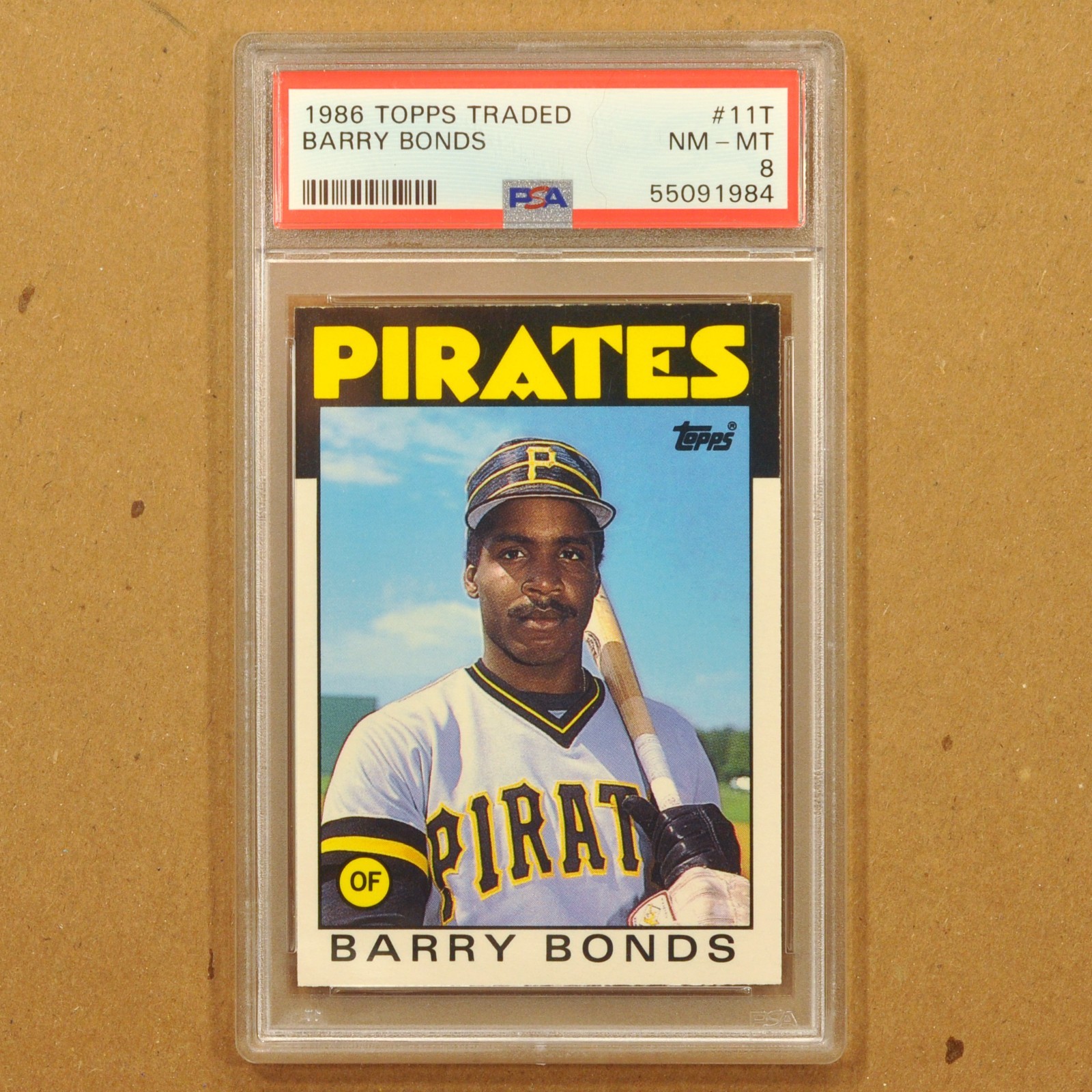 1986 Topps Traded Barry Bonds #11T PSA 8 (RC) Rookie Card - Pirates Giants view 1