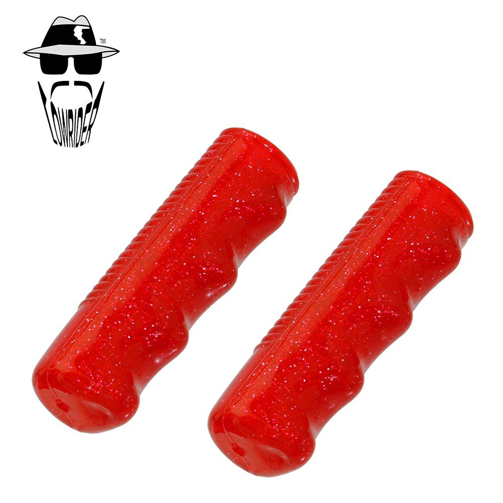 Original Lowrider Metallic Sparkle Flake Grips 7/8" x 95mm Sparkle Red Pair.