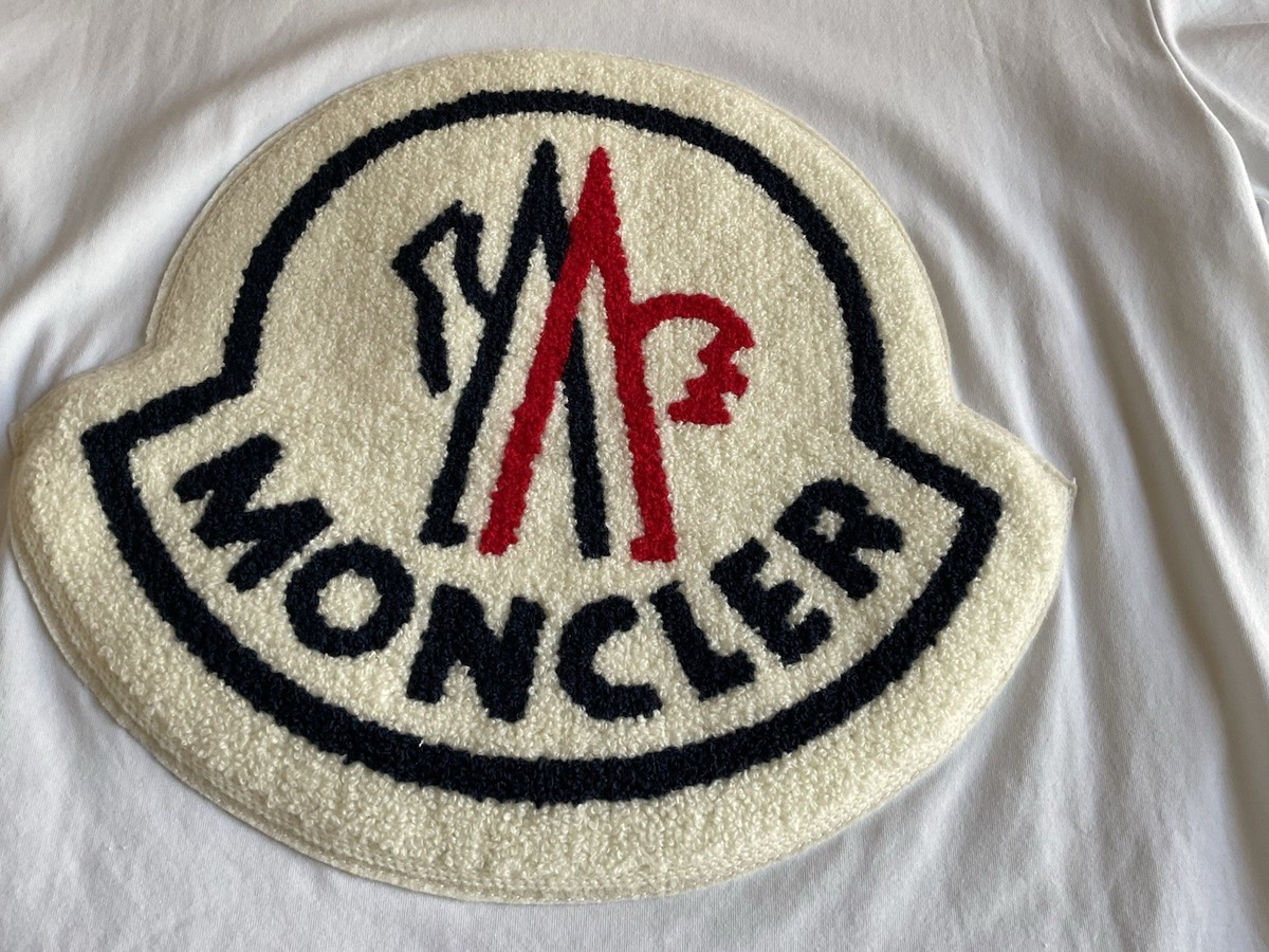 MONCLER EXTRA LARGE LOGO PATCH WHITE T SHIRT | eBay