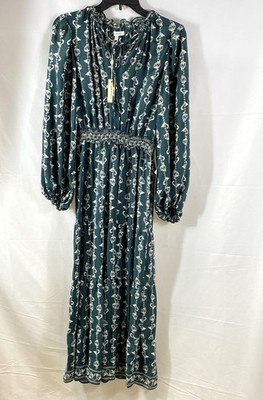 Maxi Dress Max Studio Long Sleeve Dress Max Studio Women's NWT Green  Printed Long Sleeve Smocked Maxi Dress Size S