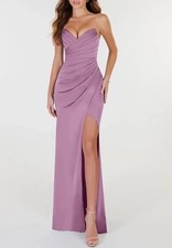Azazie Yola Dress Dusk Stretch Satin VNeck Bridesmaid NWT! Read Description