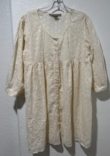 Vintage Eyelet Cotton Lace Bed Jacket Peasant Top M Cream Nightgown by Intimates