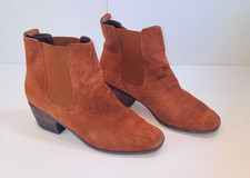 Steve Madden Radly Suede Boots Brown Tan Chelsea Ankle UK 7 block heel