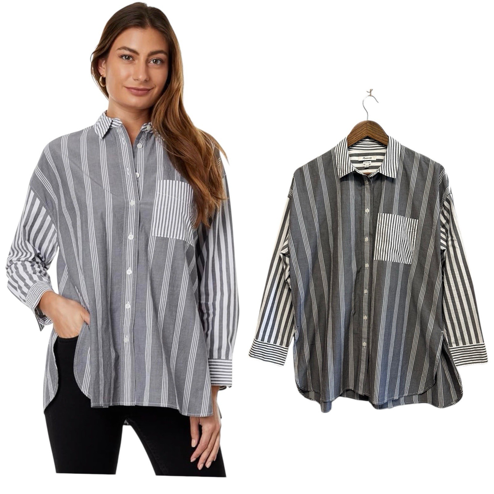 Madewell Womens Size M Oversized Button Up Shirt The Signature Poplin Oversized