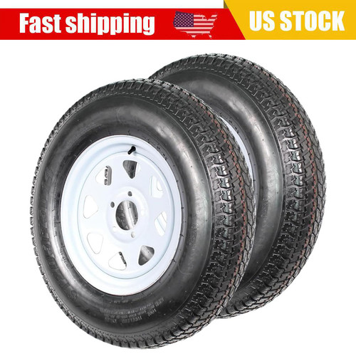2PCS ST205/75D14 Trailer Tires and Wheels with 14" Rim 5 Lug on 4.5" 205 75 14