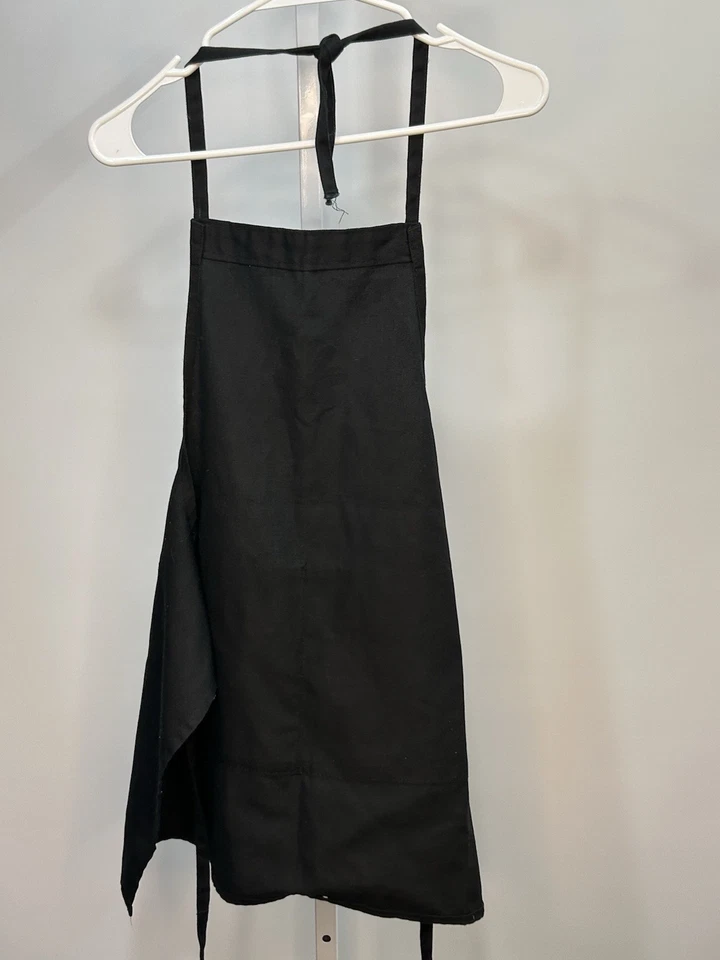 Apron Black Unisex Medium Length Around Neck Embroidered Flower. 2Y - Image 2 of 3