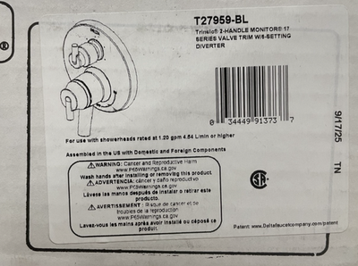 #ad Delta T27959 BL Trinsic 17 Series Pressure Balanced Valve TrimMatte Black *READ $199.99