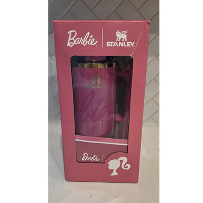 Stanley Barbie Insulated Plastic Tumbler Pink With Straw & Handle