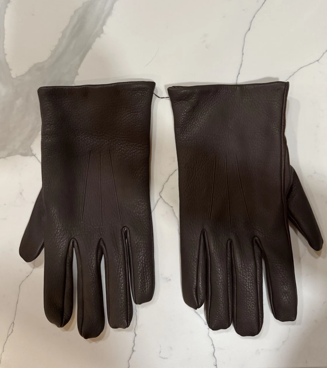 Kent Wang Brown Touchscreen Leather And 100% Cashmere Size 10.5 Gloves