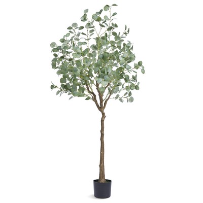 Uimoso Artificial Eucalyptus Tree 6ft Tall Faux Silk Plant Home Decor In/outdoor