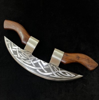 Hand Forged Carbon Steel Double Handled Axe For Pizza Cutting Copping & Mincing