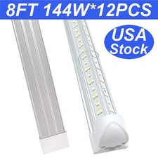 12 PACK 8' Led Shop Light 144W T8 Integrated Led Tube Light Bulbs 6500K Fixtures