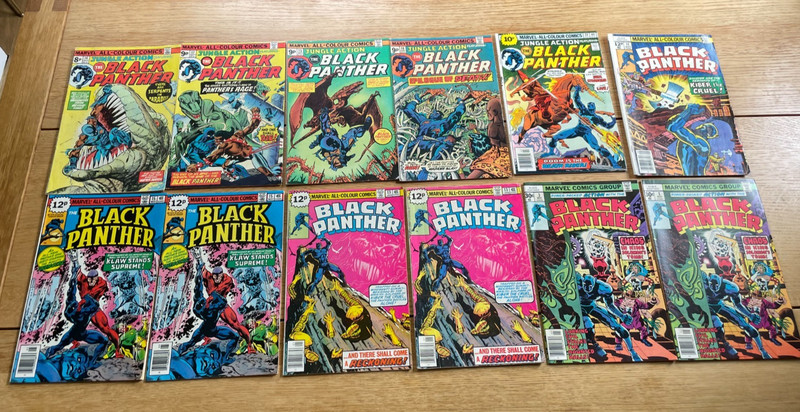 12 Marvel Black Panther comics,  Job Lot Bundle 1975 -1979 Bronze Age Comics