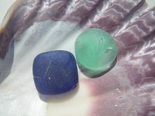 Sea Glass, Thick Cobalt Blue and Green