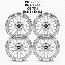 Bbs 19x8.5 19x9.5 Staggered Silver Wheels Rims 5x112 5x114 Et35 Set Of 4