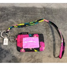 Vera Bradley Lighten Up Lanyard and Zip ID Case Hilo Meadow Floral 23407-N10