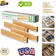 Easy-Install Bamboo Drawer Dividers - Expandable 4-Pack for Clutter-Free Living