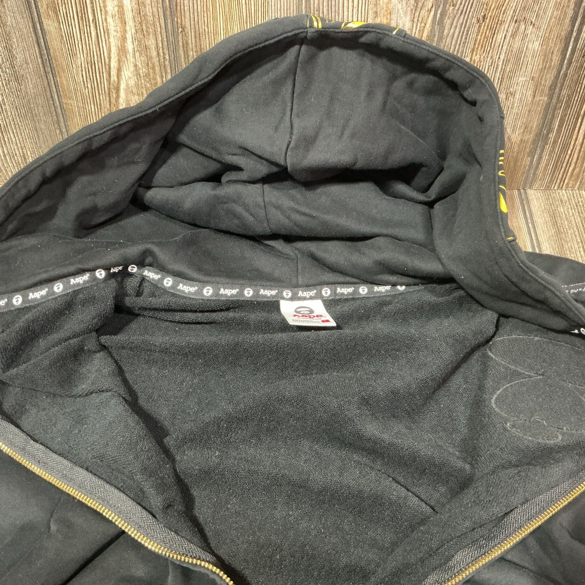 Aape Bathing Universe Men's Large Audi Sport Zip Up Black Hoodie