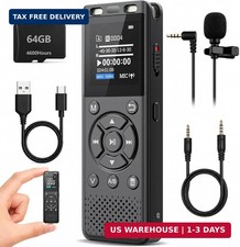 64GB Digital Voice Recorder with Playback,Audio Recording Device for Lec