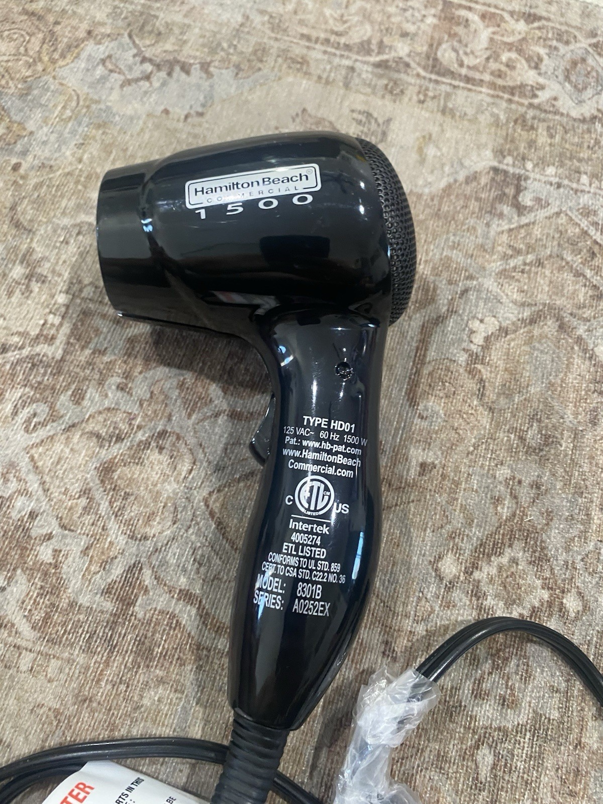 Hamilton Beach Commercial 8301B Wall Mounted Hair Dryer Hotel Style Open Box