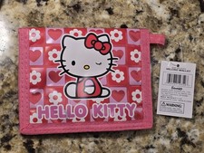 Sanrio Hello Kitty Vinyl Cardholder Wallet Pink Floral Heart VTG 2005 NEW