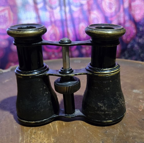 Steampunk Opera Glasses Cosplay Glass brass Leather Well Used Appearance Paris