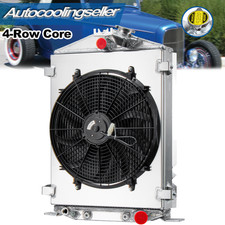 4 Row Radiator Shroud Fan Fit Ford 1932 Street Rat Rod High Boy Chevy V8 Engine