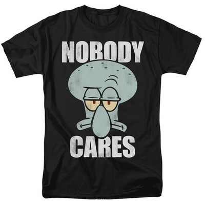 SPONGEBOB SQUAREPANTS NOBODY CARES Licensed Adult Graphic Tee Shirt SM-5XL
