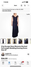 X by Xscape Navy Womens Ruched Full Length Wedding Evening Dress Size 6P