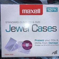 Maxell 12 Pack Standard Clear CD  DVD Jewel Cases 10mm Thick CD-360