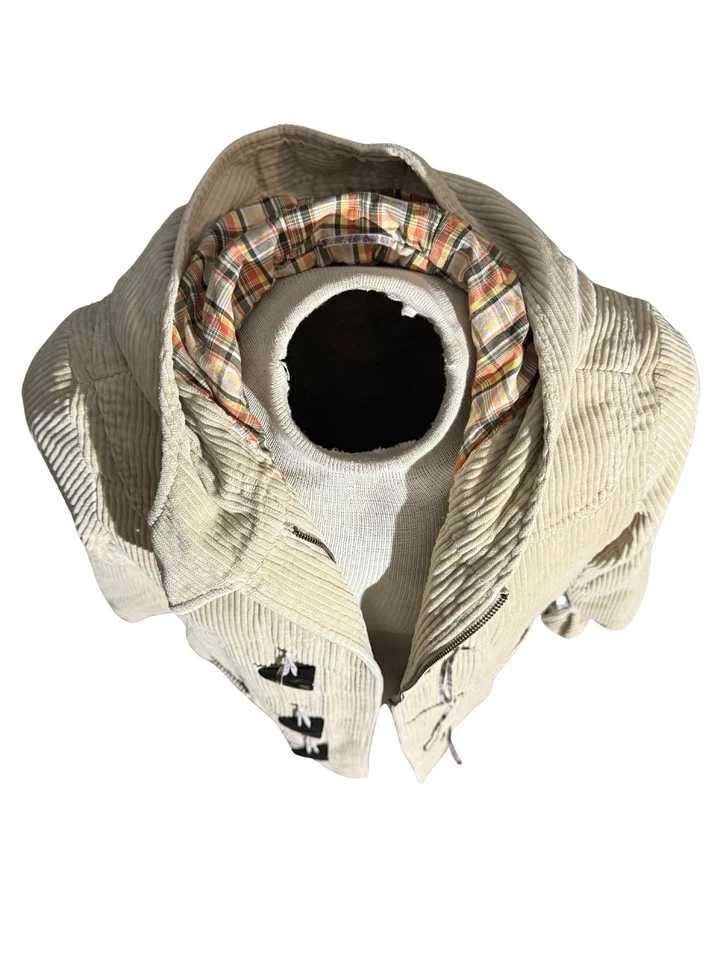 American Eagle женщин вельвет переключения пальто клетку с капюшоном куртки бежевый L - Изображение 2 из 4