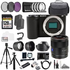 Sony ZV-E10 II Black  Sonnar T FE 55mm f/1.8 ZA Lens 128GB ExtBat 9PCFiltr Kit