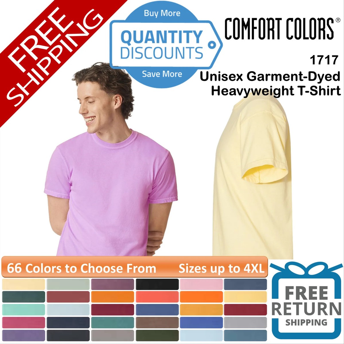 🔥 Comfort Colors Garment-Dyed Heavyweight Ring-spun T-Shirt Up To