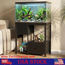 20-29 Gallon Fish Tank Stand with Power Outlet, Storage Shelves Drawers