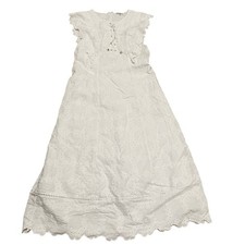Tyler Boe White Robin Eyelet Lace Up Dainty Prairie Midi Dress Women's L Cotton