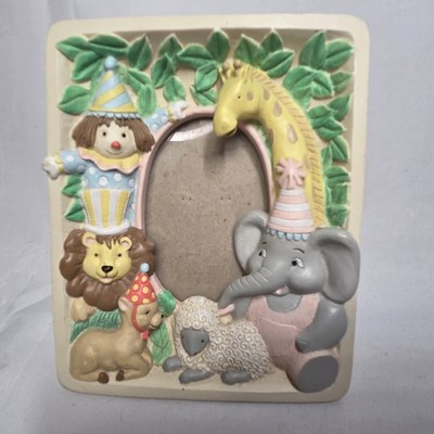 Vintage Burnes of Boston 3D Resin Nursery Picture Frame Circus Animals Clown 