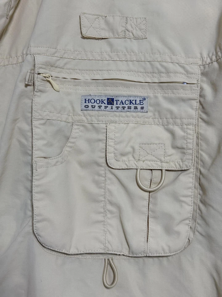 Hook & Tackle Shirt Mens 2XL Tan Fishing Vented Short Sleeve Technical Nylon - Image 3 of 4