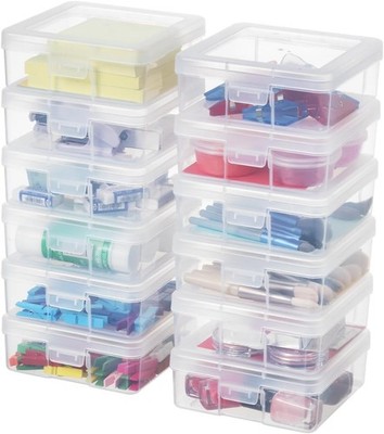 12 Pack Small Clear Plastic Storage Boxes with Lids, Craft Jewelry Life Organ...