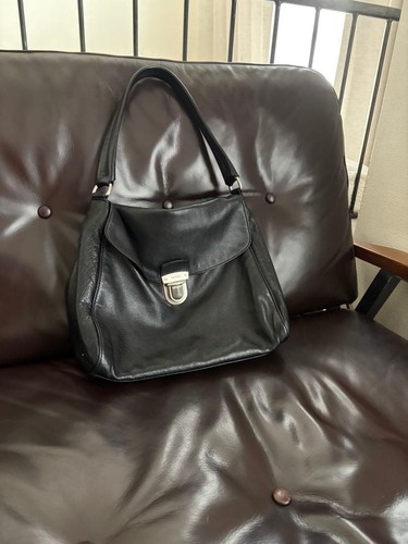 PRADA Leather Shoulder Bag Black WS6539 146818