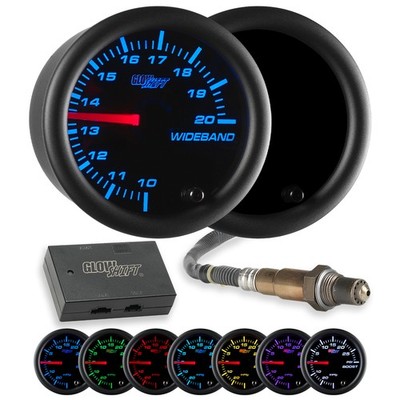 GlowShift Analog Wideband Air/Fuel AFR Gauge Kit w/ O2 Sensor, Tinted 7 Color