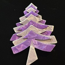 Lea Stein Paris Purple Layered Tree Brooch Signed French Designer