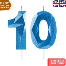 Memorable Royal Blue 10th Birthday Candle Set - Elegant Cake Decorations