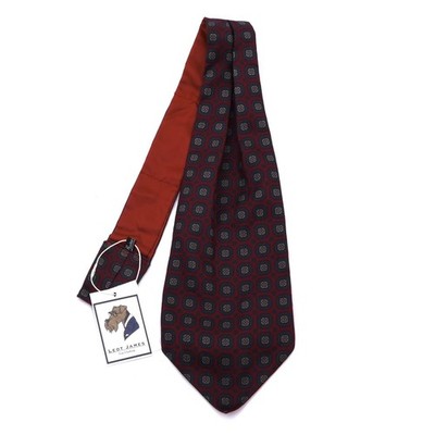 CLASSIC Vintage Ascot Plastron Krawattenschal 100% Seide Silk Bordeaux Muster