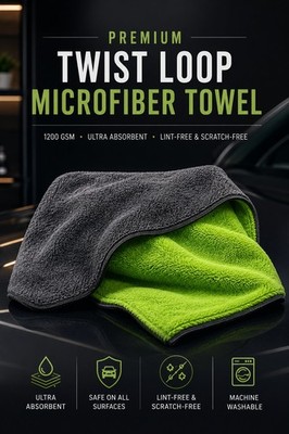 1200 GSM Twist Loop Microfiber Drying Towel for Cars   60 x 90 cm, Ultra 