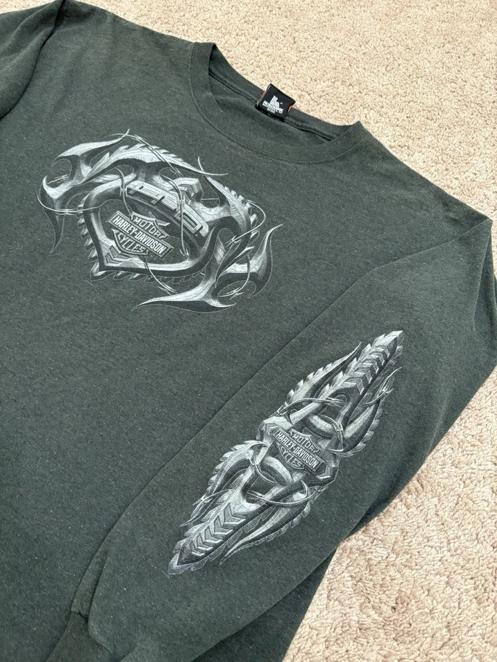 Vintage 2004 Harley Davidson Grunge Biker Long Sleeve Hits Shirt Size XL Y2K - Image 3 of 4