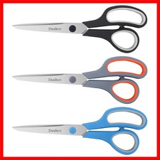 3-Pack 8" Heavy Duty Scissors with Ultra Sharp Blades and Comfort Grip Home