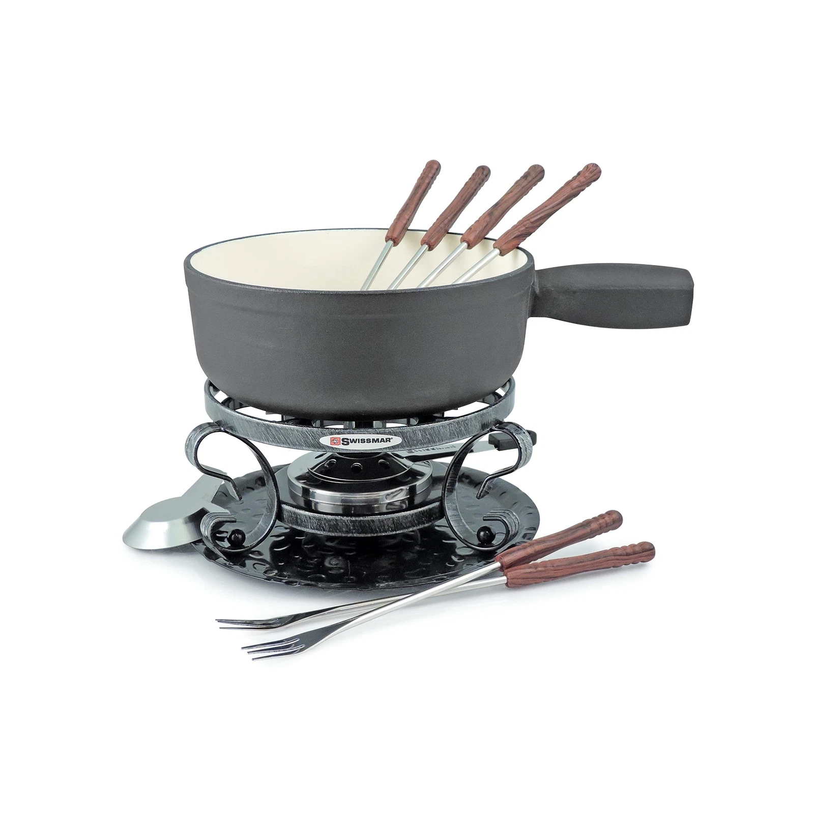 Swissmar Lugano Cast Iron Cheese Fondue Set, 9-Piece, 2 QT / 2 L - Ideal for ...