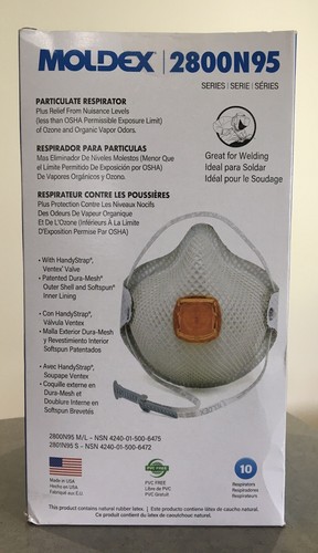 Moldex 2800N95 N95 Particulate Respirators Medium/Large 10 per Box Exp. 03/2028