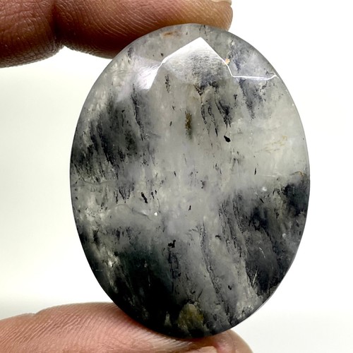 156.50 Cts Natural Rutile Quartz 42x33mm Oval Cut Loose Untreated Gemstone - Picture 5 of 21